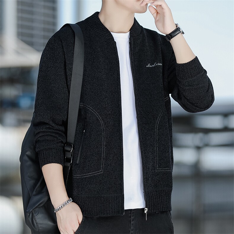 春秋新款棒球服男毛衣针织开衫上衣外套宽松毛线衫8937P40,男装针织衫/毛衣,星座1706