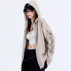 连帽外套男女春秋新款韩版宽松潮短款加绒卫衣拉链开衫HH591P40，女装短外套，星座1013-5