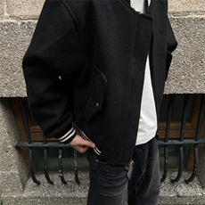 【毛呢棒球服】cleanfit美式短宽vibe版型毛呢休闲男女棒球服外套，女装短外套，星座601-1