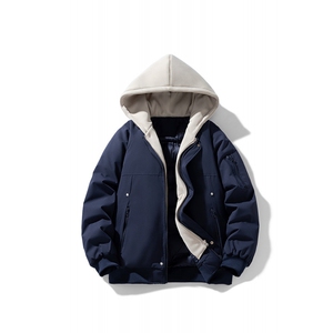 !潮流冬季连帽拉链加绒加厚棉衣情侣撞色棉服外套 MY5567-P78图片