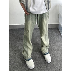 B221美式ins高街暗黑小众毛边修身小脚牛仔裤LK23020-P60控78，男装牛仔裤，电商B221