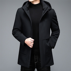 中年羽绒服休闲连帽男士中长款可脱卸内胆冬装外套男HB2185-P350，男装羽绒服，电商B212（原钱塘6029）