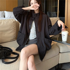 NZ071-100重工立体倒褶袖2025烟灰色牛仔外套女宽松中长款，男装工装外套，星座911-3