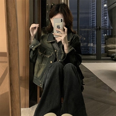 复古做旧毛边牛仔外套春季2025新款小个子高级感短款上衣C759-85，男装工装外套，星座911-2(原星座613-2）