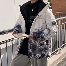 现货雪山款连帽时尚宽松轻薄白鸭绒扎染外套羽绒服R8833P100，男装羽绒服，星座301D-5(原星座1415）