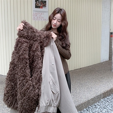 新款主推两面穿羊卷毛派克服2661-P235-K358，女装短外套，2C129