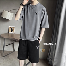 TZ7013-p55-限价78-M-5XL店主风撞色短袖T恤情侣套装男大码，男装T恤，星座103A
