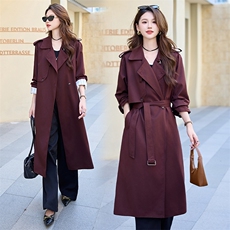 安哥拉红风衣外套女款2025新款春秋妈妈长款高个子高级感超火大衣，女装风衣，艾仟回(原伊仟回)