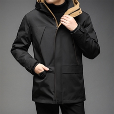 爸爸羽绒服男中老年人中长款男装中年男士连帽冬装QLMF82103-P290，男装羽绒服，电商B212（原钱塘6029）