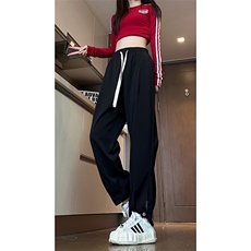 现货夏季冰丝薄款垂感搭扣休闲裤女宽松束脚裤男K706-P45控68，男装休闲裤，星座205