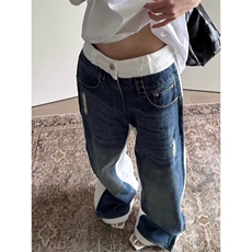 1506-1/KA5511/P54个性字母牛仔裤嘻哈ins潮高街潮流痞帅长裤男女，男装牛仔裤，星座1506-1