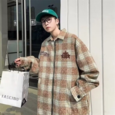 F695P47复古格子衬衫男士长袖春秋季新款宽松外套日系潮流，男装衬衫，星座512-6