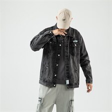 jk820-p85--限价128无影墙牛仔夹克肥仔秋款量足绣花印花大码，男装夹克，星座103A