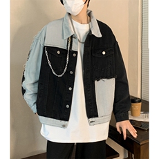 小众潮情侣链条小香风牛仔夹克西装百搭外套JK02056-P58，男装夹克，星座308B-1