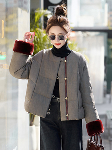 短款羽绒服女2025冬新款高级感超好看新中式洋气独特灰色加厚外套图片
