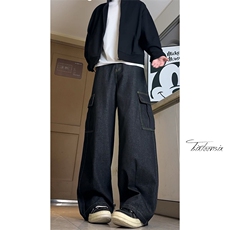 美式风阔腿工装牛仔裤男士秋季宽松潮牌裤子A166-NA5707-P50控88，男装牛仔裤，电商A166