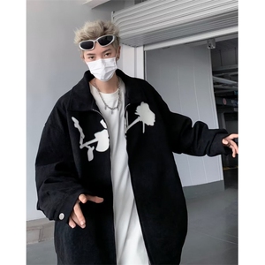 F414 P65男生秋装新中式潮牛仔外套男复古宽松水洗做图片