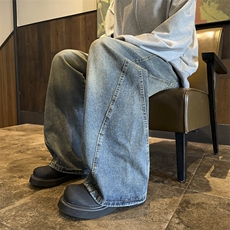 B221美式ins高街重工艺宽松微喇牛仔裤LK24391-特P52控88，男装牛仔裤，电商B221