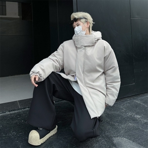 冬季美潮高级感设计感小众连帽棉服男欧美街头外套情侣潮图片