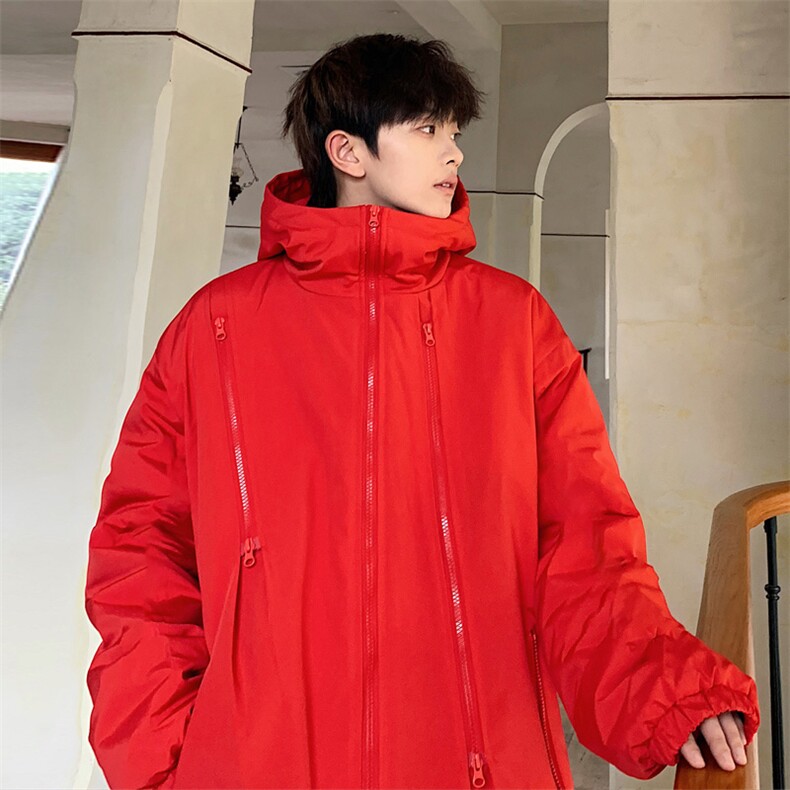 冬季加绒连帽棉衣保暖百搭棉服外套宽松潮流冲锋衣男JK2810P85,男装棉衣,电商A086