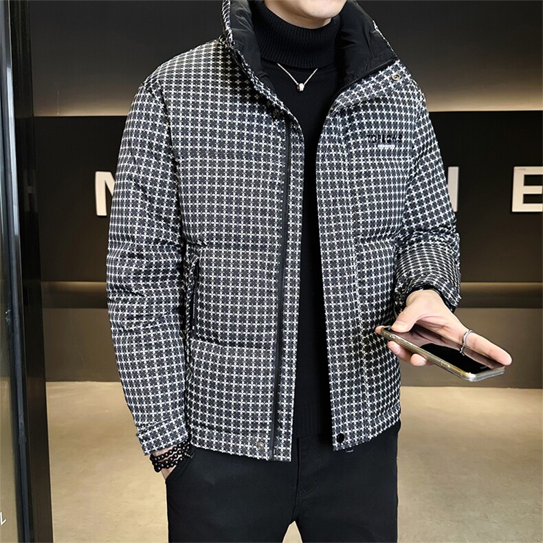 标50绒店主风2025新款男士格子立领羽绒服2503-P195(控券后288),男装羽绒服,电商B328