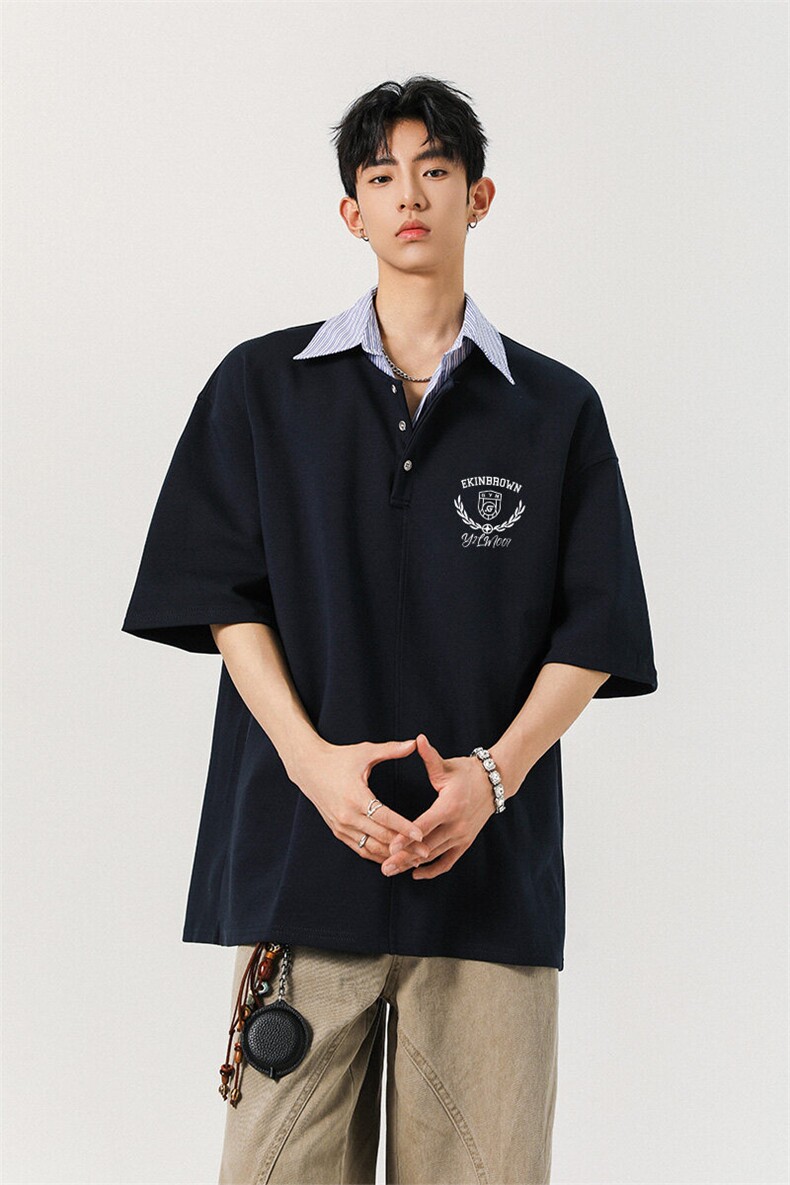 假两件衬衫领POLO衫棉M-5XL大码短袖T恤男DX78040特P48控78,男装Polo衫,星座226-1