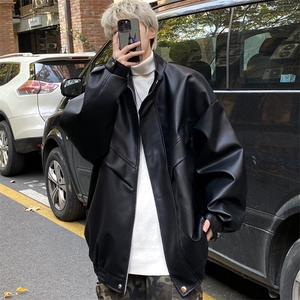 男士痞帅男装短款皮衣外套春秋新款宽松pu皮夹克J2661 P90 控128图片