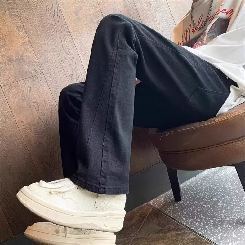 美式高街牛仔裤男潮牌修身微喇白色高级感cleanfit直筒裤子夏薄款,男装牛仔裤,星座218-1（原230）
