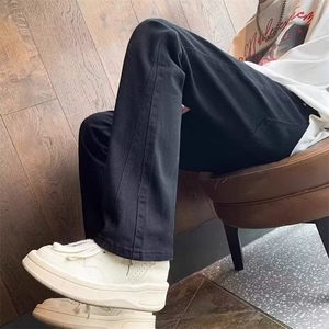 美式高街牛仔裤男潮牌修身微喇白色高级感cleanfit直筒裤子夏薄款图片