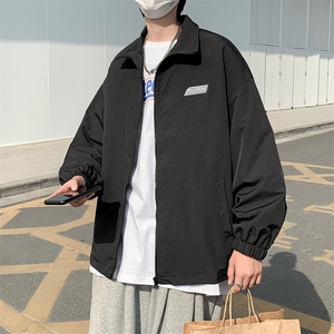 双层风衣夹克男秋季日系高街潮牌宽松情侣贴标运动外套W3125-P47图片