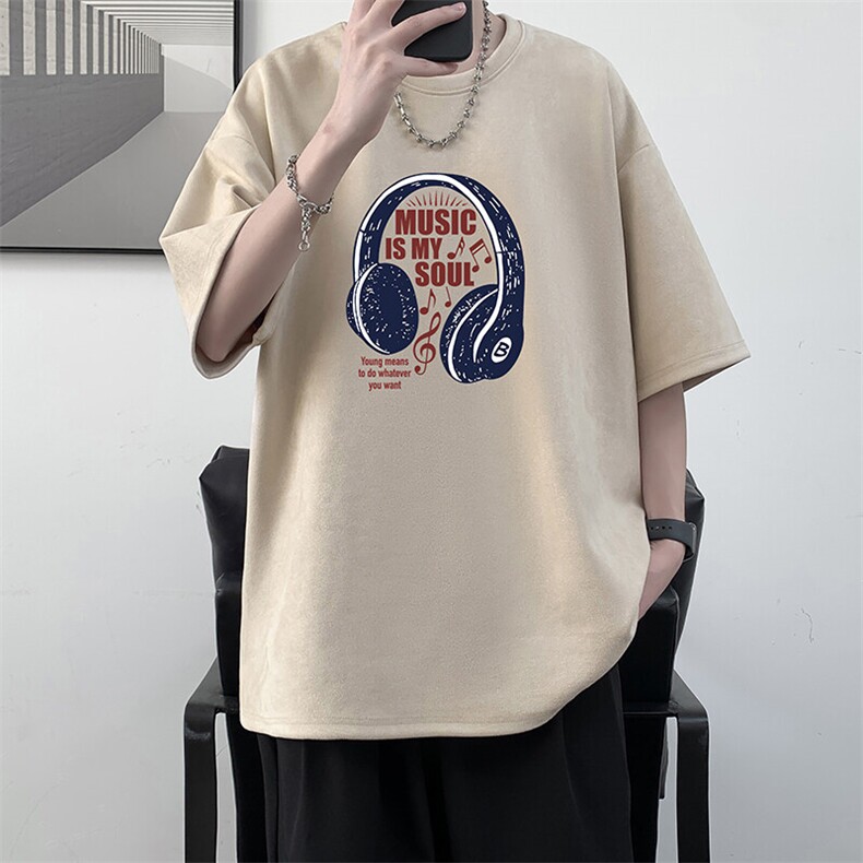 麂皮绒短袖t恤男大码半袖男 JD82422-P25图片