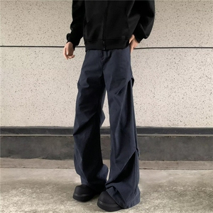 褶皱工装裤复古显高褶皱男女美式微喇直筒休闲工装裤K5986-P62,时尚穿搭高品质图片
