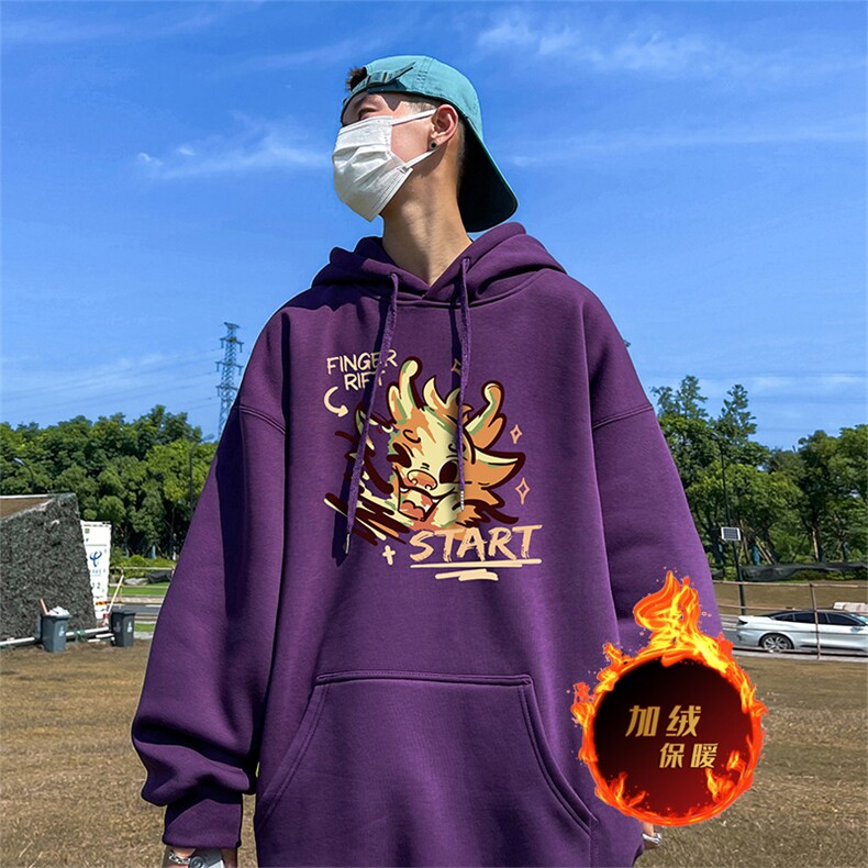 龙年新年卫衣 冬季美式加绒加厚连帽卫衣外套DL1800特P35加绒特40图片