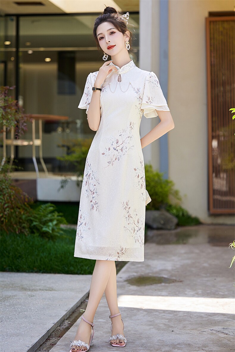 2024年夏季新中式盘扣旗袍重工链子气质连衣裙,女装连衣裙,艾仟回(原伊仟回)