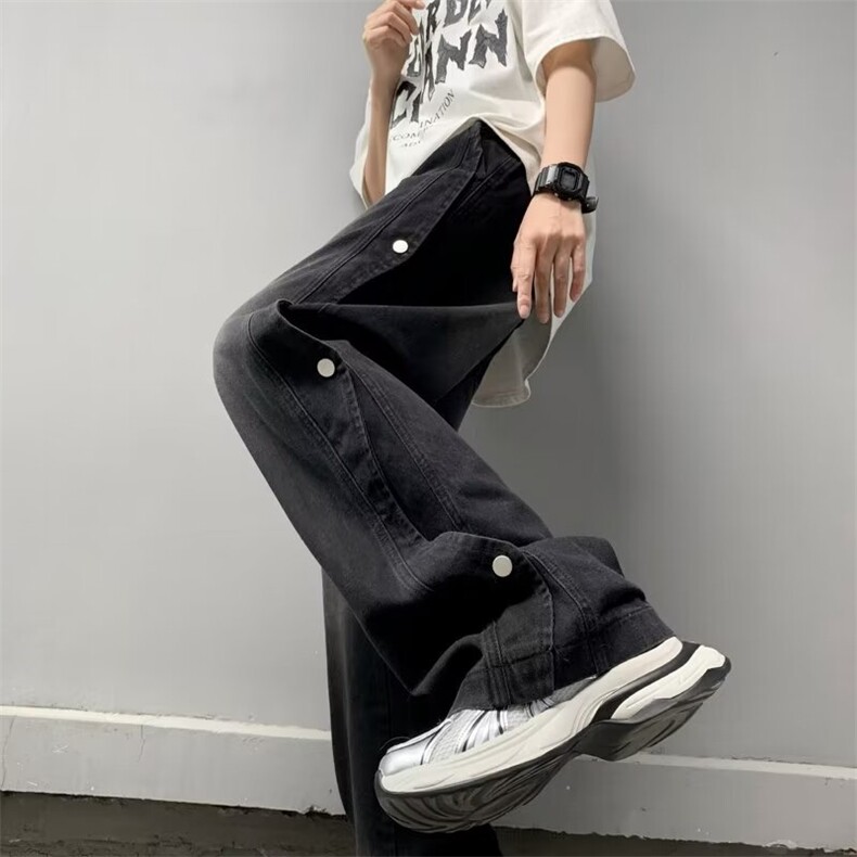 工装裤牛仔裤男宽松阔腿腿美式高街潮牌拼接痞帅1001-1-G785-p48,男装牛仔裤,星座1001-1