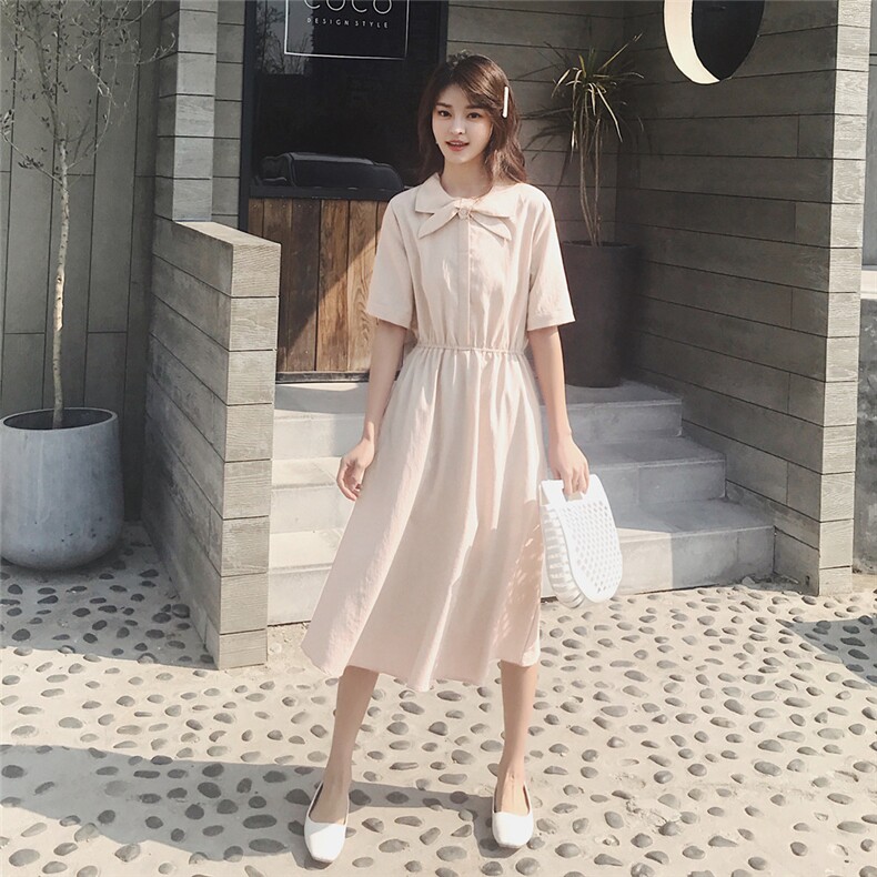 2021夏装新款森女杏色衬衫裙8148A-Q530,女装连衣裙,金十上
