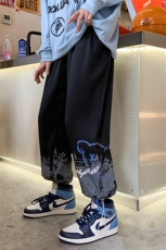 加推2024春新款港风卡通印花抽绳束脚运动休闲裤2114-P40控59，男装休闲裤，星座914-3