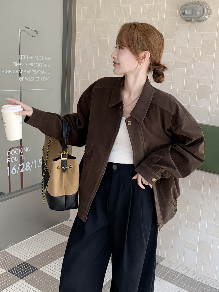 【现货】麂皮绒外套P160-K228，女装短外套，浙宝128A