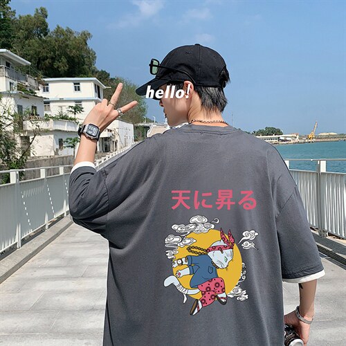 JT55012-P25 假两件短袖t恤男大码胖子半袖体恤半截袖 港风图片