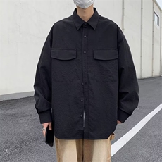 日系男时尚新款潮衬衫标准方领潮百搭慵懒长袖流行秋夏CY155-P37，男装衬衫，星座412