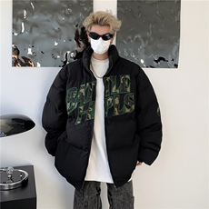 棉服男2024春季街头潮牌设计感时尚压褶潮流拼接棉衣外套M8056，男装棉衣，星座506