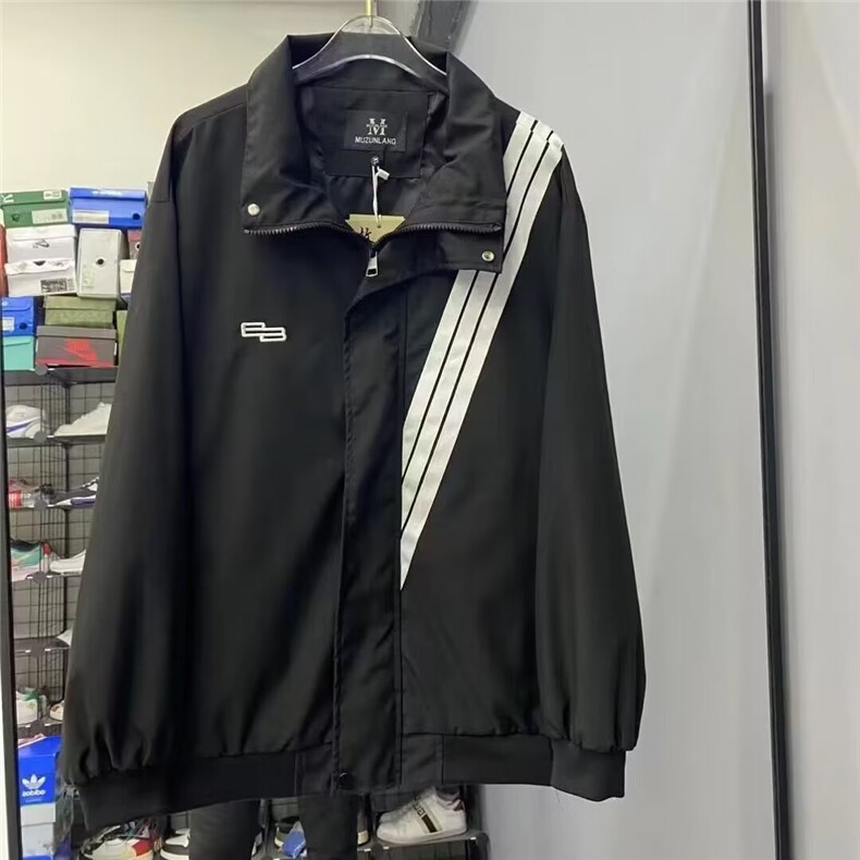 立领三道杠条纹斜纹拼接刺绣小标情侣款潮牌机能夹克HH4010P45,男装夹克,星座1013-5