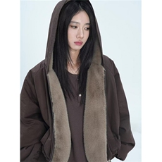网图加绒重磅座山雕不掉毛两面穿仿兔毛连帽外套YY2527-特P108，女装短外套，电商C216
