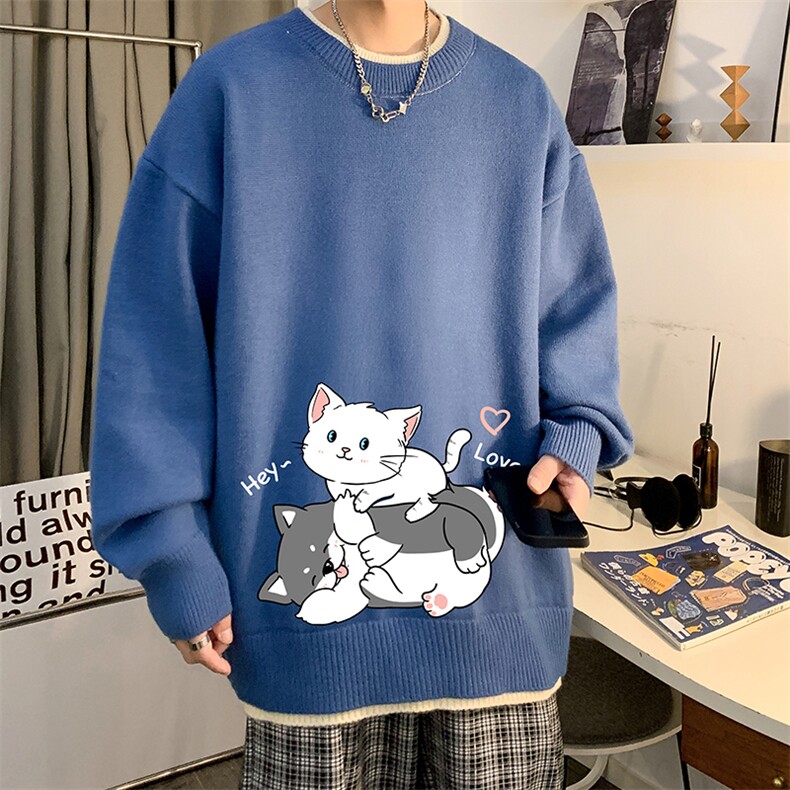 控78假两件毛衣男大码加绒针织衫男毛线衣M80300-P55加绒P70,男装针织衫/毛衣,电商A040