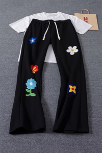 【杭州货档口现货】秋冬花卉男女卫裤休闲裤XZ610A-特P48-控79图片