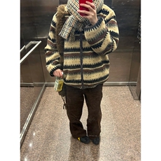 网图秋冬新款费尔岛风格不规则花型羊羔绒立领保暖外套WT47特P90，男装棉衣，电商C310