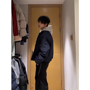 美式高街飞行夹克棉服男款秋冬季bomber工装外套cleanfit翻领棉衣图片
