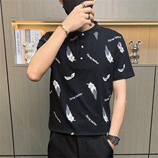 PL101-P35社会小伙立领polo衫男士短袖t恤潮牌夏季商务青年有领，男装Polo衫，电商D310B-1