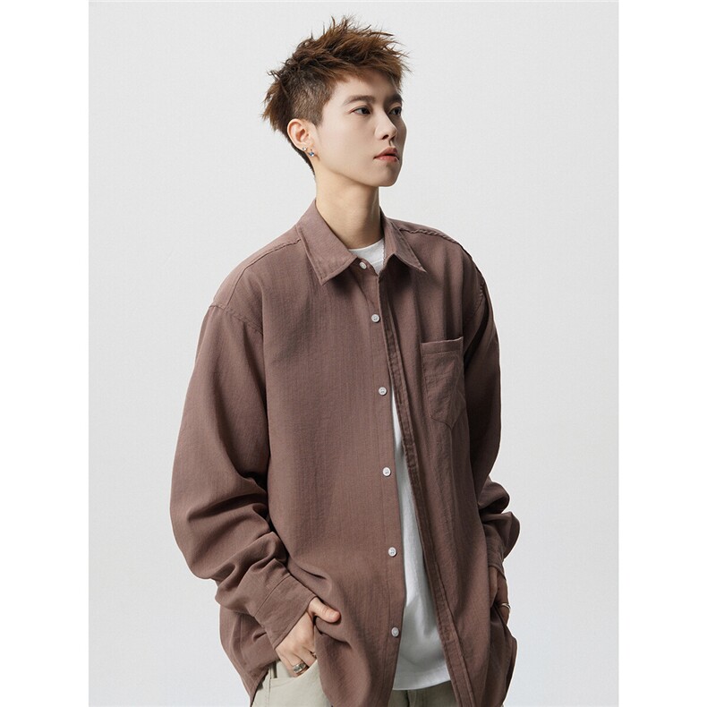松弛感穿搭痞帅亚麻长袖衬衫男士夏季老钱风防晒衬衣外套932P45，男装防晒衣，星座710