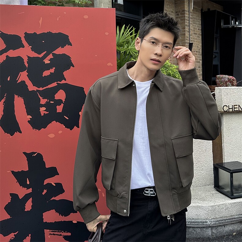 秋季2025老钱风抖音纯色休闲立领夹克店主风A236-82518-P140图片